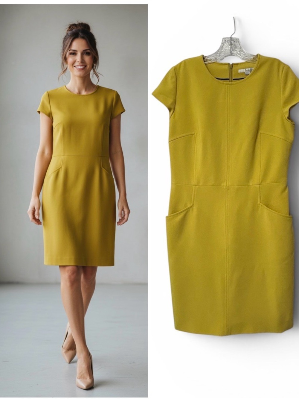 Boden chartreuse shift dress